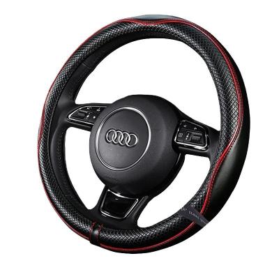 China Sports Wholesale Anti Skid Four Seasons High Quality Fur Leather Hand Stitch Steering Wheel Cover For Car for sale