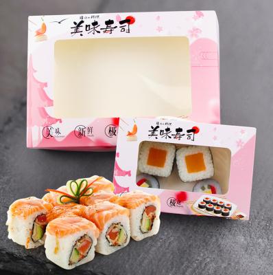 China 2021 Eco-friendly Disposable Disposable Cardboard Paper Box With Separate Window Lid For Sushi for sale