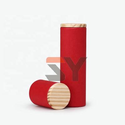 China Chinese Handmade Cardboard Tea Packaging Paper Tube Box Packaging With Fancy Logo Printing With Wooden Cover for sale