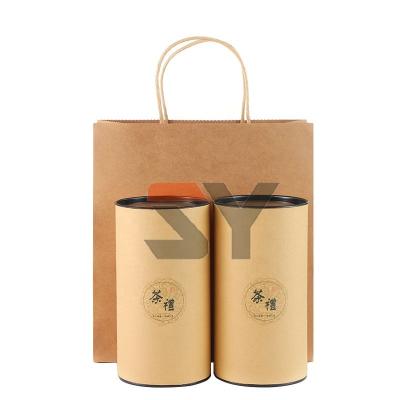 China Handmade Cardboard Cylinder Tea Coffee Box Round Food Kraft Cardboard Paper Tube Packaging for sale