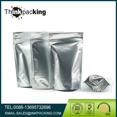 China Laminated Folding Aluminum Foil Bag, Printed Aluminum Foil Zip Lock Bag, Silver Custom Printed PET Foil Bags for sale