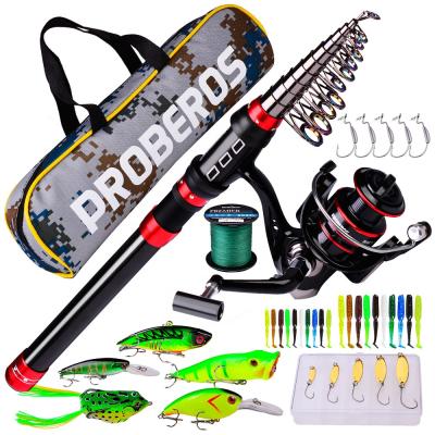 China Fishing Rod Set Telescopic Fishing Rod and Casting Reel Combo With Line Bait Tackle Hooks Lure Box Soft Carry Bag for sale