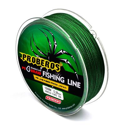 China Sink Line 100M 4 Strands PE Braided Fishing Line 5 Colors PE Line 0.4#-10# Braided Line Green Label for sale