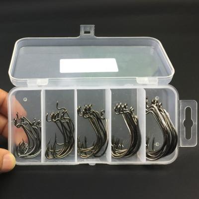 China General High Carbon Steel Fishing Hook 50pcs/box Mixed Size Jig Barbed Hook Set Sea Fishing Turtle Hook Accessories for sale