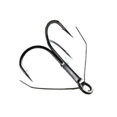 China 5pcs/box Treble Hook Weedless High Carbon Steel Barbed Hook General Bass Fishing Tackle For Soft Lure Jig for sale