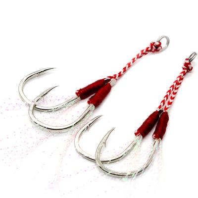 China Stainless Steel Fly Feather Fishing Hooks Stainless Steel Jig Hook Saltwater Fish Hooks for sale