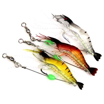 China General Fishing Shrimp Soft Lure 9cm/6g Fishing Artificial Groundbait With Glow Hook Swivels PESCA Sabiki Anzois Para Bait Fishing Lure for sale