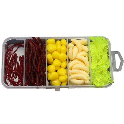 China General Hot-selling Carp Fishing Tackle Box 161pcs Fishing Lure Set Sea Bait Set Red Sea Worm Multi Insect Soft Cornbread Artificial PESCA for sale