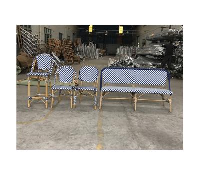 China Modern Garden Outdoor Aluminum PE Rattan Bench Chair Stool Set For Patio Use for sale