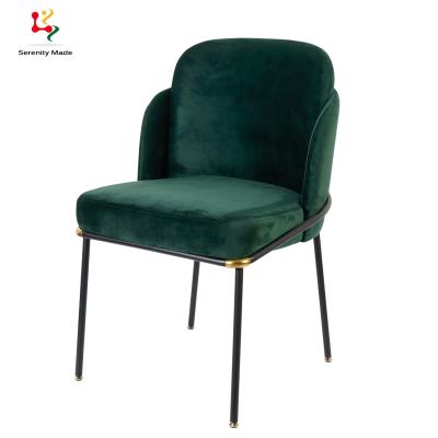 China Comfortable Restaurant Cafe Green Velvet Upholstered Dining Chair for sale