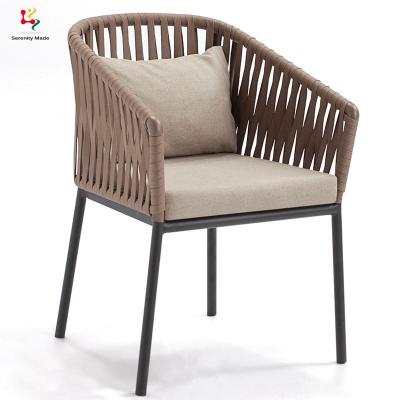 China Modern Outdoor Garden Set Patio Garden Metal Frame Rattan Woven Back Sleek Design Modern Outdoor Chair for sale