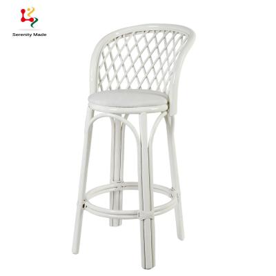 China Durable Wholesale Event Rent Bar Stool Outdoor Aluminum Frame Mesh Back Wedding Stools With Cushion for sale