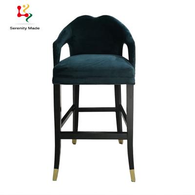 China Contemporary Nordic Style Velvet Upholstered Bar Stools With Arms for sale