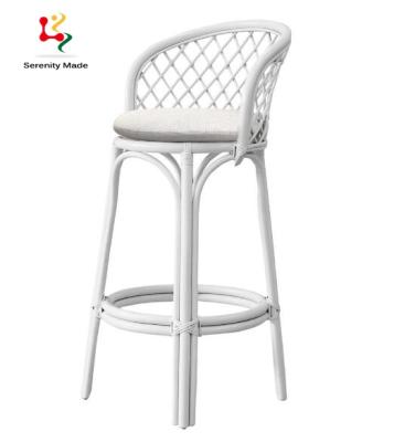 China Rental Tropical Outdoor White Bar Natural Rattan Cane Stool for sale