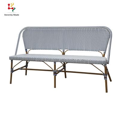 China Modern Outdoor Waterproof Rattan Garden Furniture Bench Aluminum Three Seater Sofa for sale