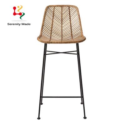 China Durable plastic woven rattan wicker bar stool high chair for outdoor use for sale