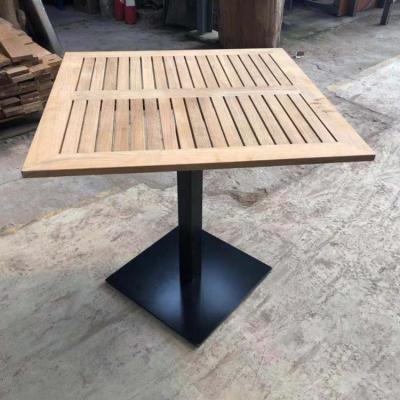 China Contemporary Outdoor Restaurant Teak Slat Table Natural Wood Dining Table Top for sale