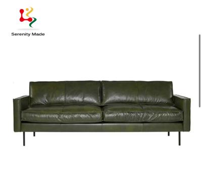 China Vintage Design Reclining Metal Frame Leather Two Seater Upholstered Sofas for sale