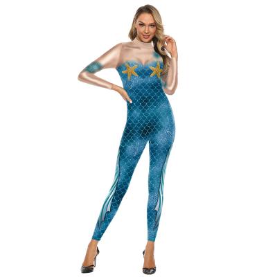 China New Eyab Mermaid Jumpsuit Hot Selling Halloween Jumpsuit Adult Costume One Piece Tight Jumpsuit Cosplay Sexy Long Sleeve for sale