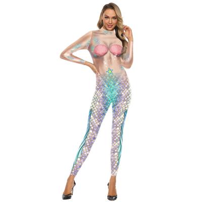 China New Eyab Mermaid Jumpsuit Hot Selling Halloween Jumpsuit Adult Costume One Piece Tight Jumpsuit Cosplay Sexy Long Sleeve for sale