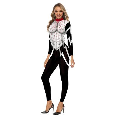 China Adult Skeleton Jumpsuit 3d Digital Printing Halloween Skeleton Sexy Long Sleeve Jumpsuit Women Costume Cosplay Jumpsuit Spiderman Wingman for sale