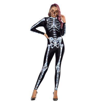 China 2022 Adult Jumpsuit Hot Sale Halloween Jumpsuit Costume For Women 3D Print Rose Skeleton Jumpsuit Plus Size Cosplay Costume for sale