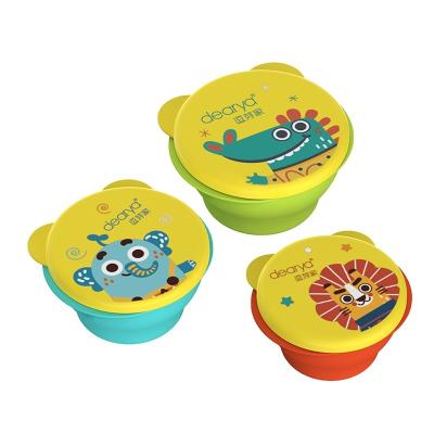 China BPA Free High Quality Baby Feeding Bowl three-pieces Set cartoon Print Kids snack food bowl OEM Customized for sale