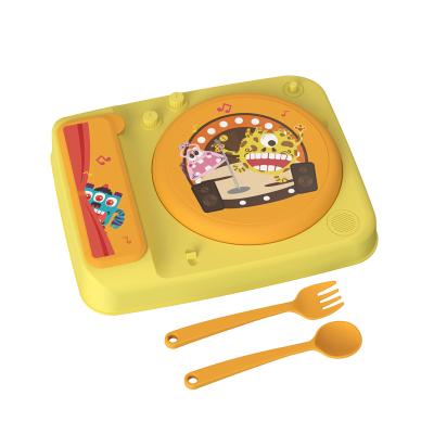 China 100% Eco-friendly/Non-toxi Children food plate set dinning feeding container with creative design and lovely printing pattern for sale