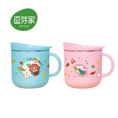 China Washable Stainless steel kid training water cup straw milk cup washable easy  with lid for children for sale