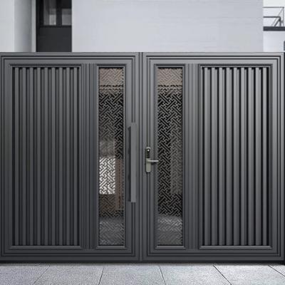 China External Aluminium Sliding Doors Powder Coated Aluminum Entry Gates Adjustable Louvers Or Retractable Canopy for sale