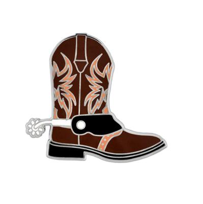 China USA Wholesale Custom Design Western Cowboy Boot Shaped Hard Enamel Lapel Pin for sale