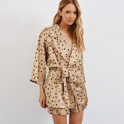 China Breathable Summer Long Sleeve Two Piece Sleepwear Sets Women Polka Dot Print Pajamas 2023 Loungewear Pijama Set for sale