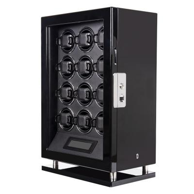 China Eco-friendly Remote LED Control 12 Slots Fingerprint Watch Winder With Vertical Rotor Stop for sale