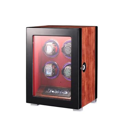 China Custom Luxury Eco-friendly Fingerprint Lock Logo High Quality Wood Watch Winder Automatic Rotating Watch Box for sale