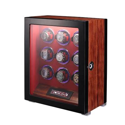 China Mabuchi Wholesale Eco-friendly Safe Motor Winder Orbit Luxury Watch Winder For 9 Automatic Watches Luxury Custom Fingerprint Lock for sale