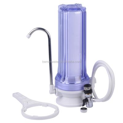 China Hotel 10 Inch Single Stage Countertop Water Filter With Clear Housing for sale