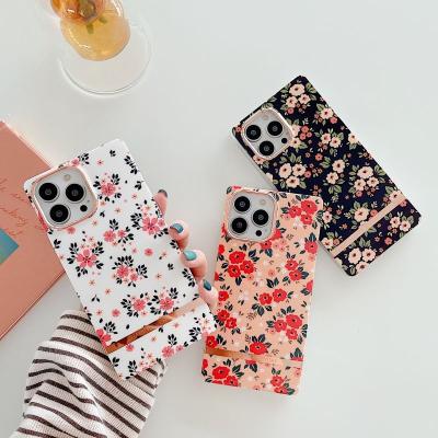 China 2021 Amazon New Arrival Design Shockproof Flower Rectangle Square Phone Case For iPhone 12 Pro 11 Max For iPhone 13 Cover Floral for sale