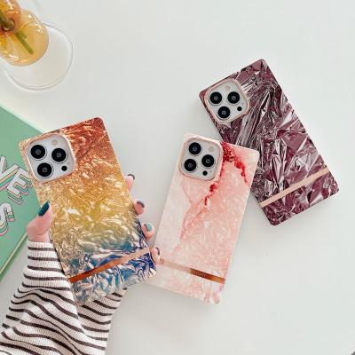 China Wholesale Shockproof Drop Shipping Luxury Square Phone Case For iPhone 12 Pro Max High Quality Marble Case TPU Cell Phone Case for sale