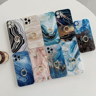 China Best Selling Biodegradable Waterproof Shockproof Marble Pattern Phone Case For Iphone With Ring Cover For Iphone 12 13 pro max for sale