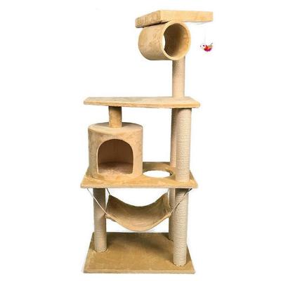 China 2019 Hot Sale Scratch Cat Climbing Frame Wooden Hammock Cat Tree Sustainable for sale