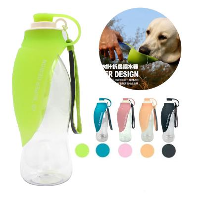 China Plastic Viable Pet Water Bottle Pet Water Feeder With Silicone Rubber Portable Water Bottle For Outdoor Dog for sale