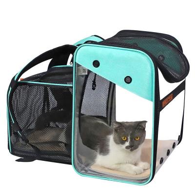 China Expandable Transparent Pet Travel Bag Small Pet Carrier Bag Outdoor Foldable Pet Carrier Cages for sale