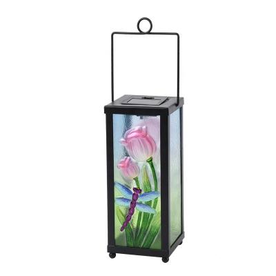 China Decoration OEM Customized Solar Lantern Glass Solar Light Garden Decorative Peacock Lantern for sale