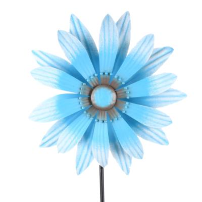 China No OEM Customized Garden Metal New Design Flower Blue Wind Spinners for sale