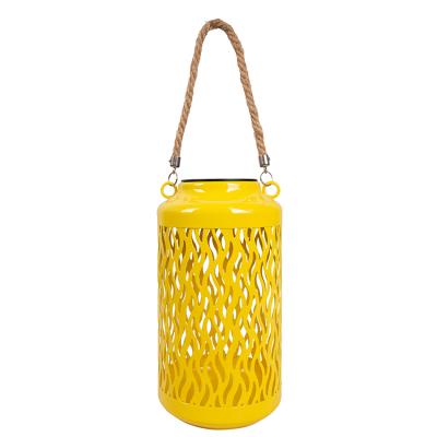 China Religious Modern Yellow Hollow Color Water Ripple Decorative Activities Lantern Decoration Solar Lantern for sale