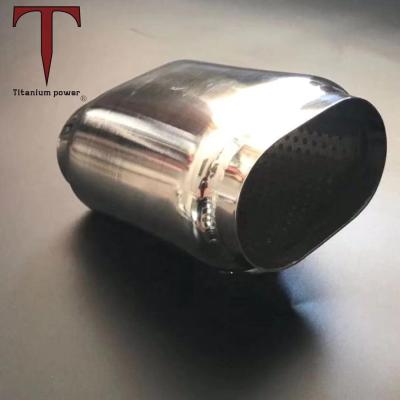 China Titanium Automobile Exhaust Pipe Muffler Exhaust with Perforated Pipe and Stuffing Steel Wool for Racing Car for sale