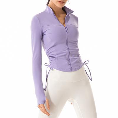 China Quick-drying breathable jacket split! slot ! Breathable Women Full Zipper Compression Workout Exercise Stretchy Soft for sale