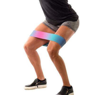 China Custom Exercise Stretching Logo Rainbow Aurora Booty Stretch Fitness Gym Non-slip Cotton Resistance Hip Band Wholesale Colorful Circle Band for sale