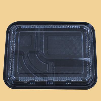 China Food Grade Disposable Microwavable Black To Go Boxes Food Plastic Container Black Food Box Meal Prep Containers for sale