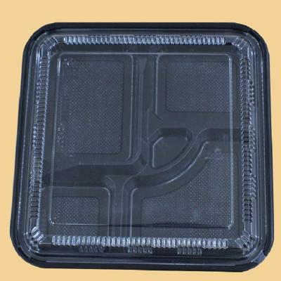 China Microwavable Disposable Disposable Container Four Compartment Rectangular Plastic Food Bowls for sale